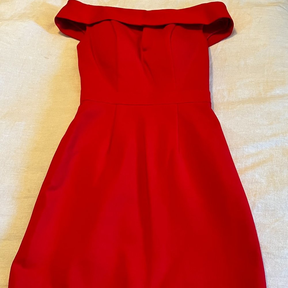 Sherri Hill | Red Off the Shoulder Dress Size 0